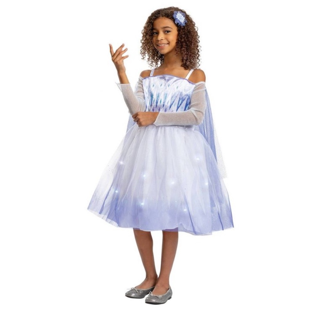 Disney Frozen Snow Queen Elsa light up Costume dress NEW S 4-6X L 7-8 Halloween